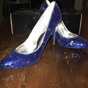 Blue Sequin and Silver Heels